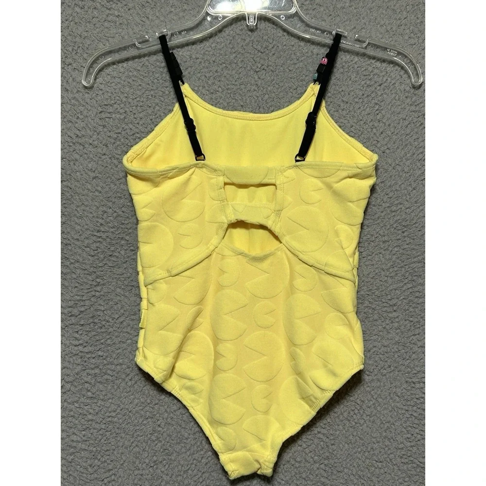 Justice x Pacman Yellow Terry One Piece Swimsuit Girls Medium/10 Pool Beach